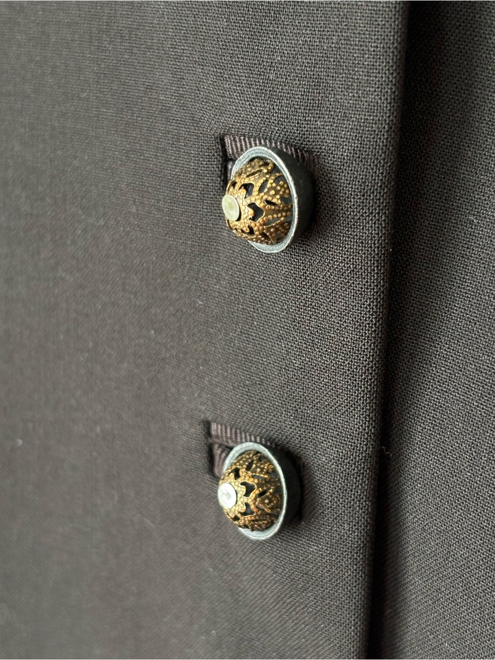 Vintage Elie Tahari Brown Military-Style Fitted Women's Wool Blazer Size 8 - Picture 5 of 15